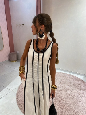 Vestido Vargas creme/preto