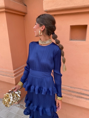 Vestido Casilda azul-marinho