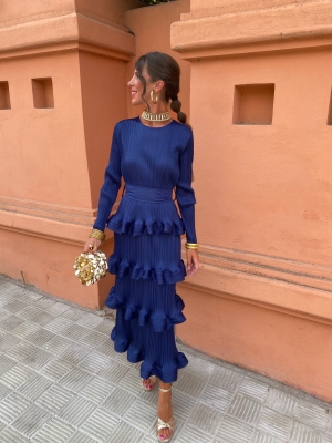 Vestido Casilda azul-marinho