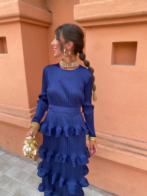 Vestido Casilda azul-marinho