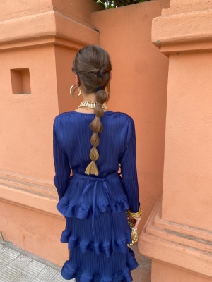 Vestido Casilda azul-marinho