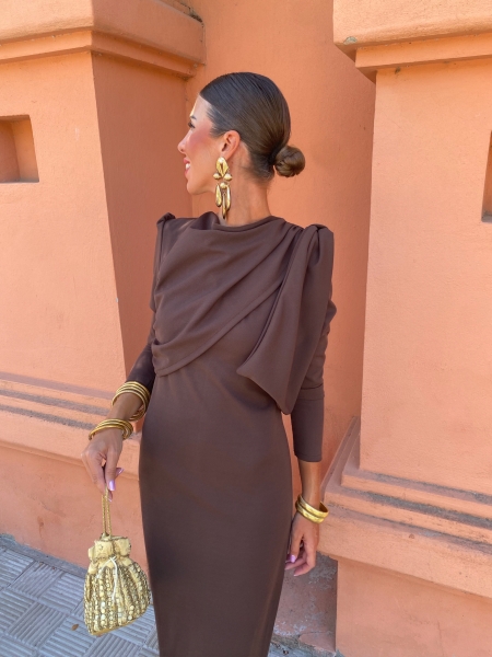 Vestido com mangas castanhas Rovira 2