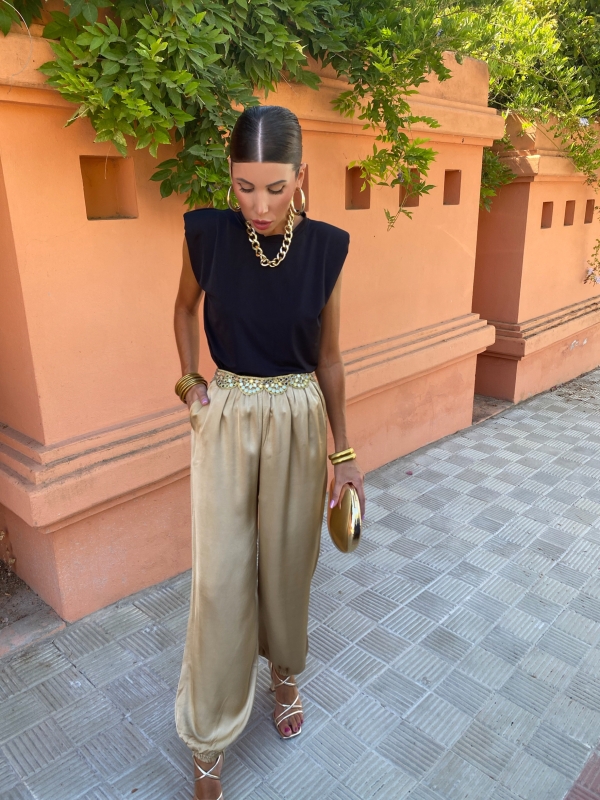 Pantalon Bombacho en satin (Divers...