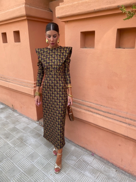 Vestido Makie Marrón/Mostaza 2