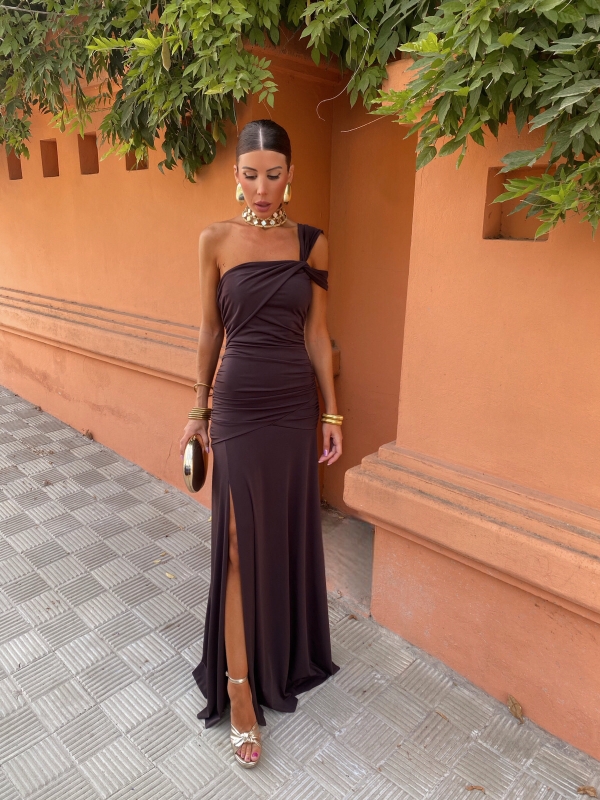 Rubiño Brown Plain Dress