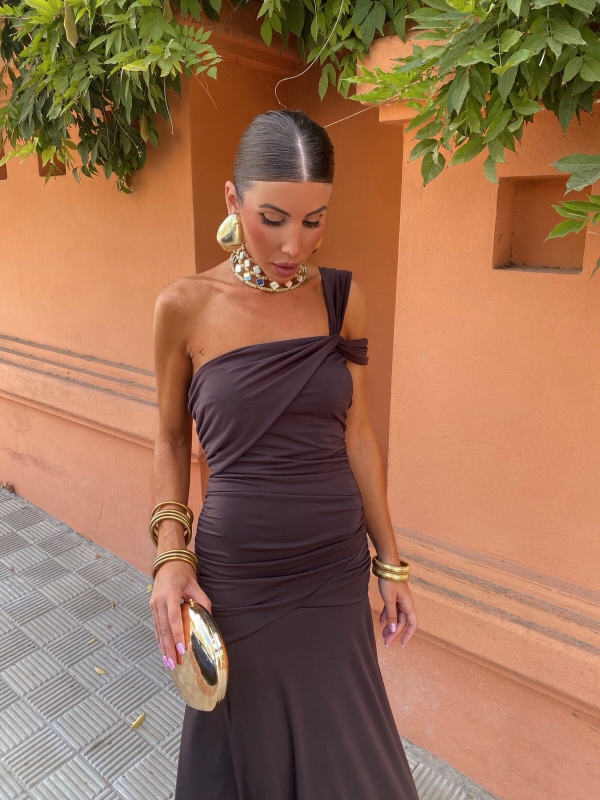 Rubiño Brown Plain Dress