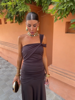 Rubiño Brown Plain Dress