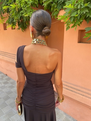 Rubiño Brown Plain Dress
