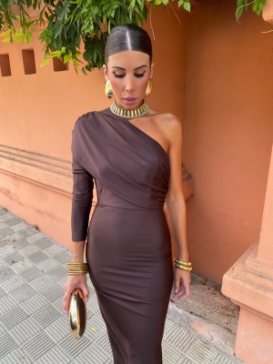Emerald Brown Sleeve Dress