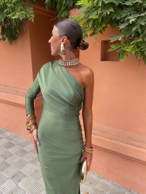 Vestido esmeralda Manga esverdeada