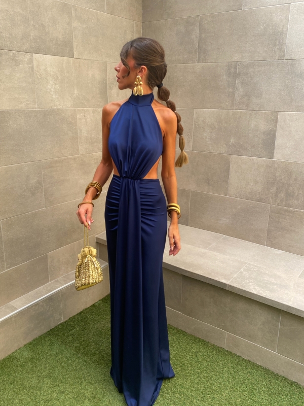 Vestido Lucrecia azul-marinho