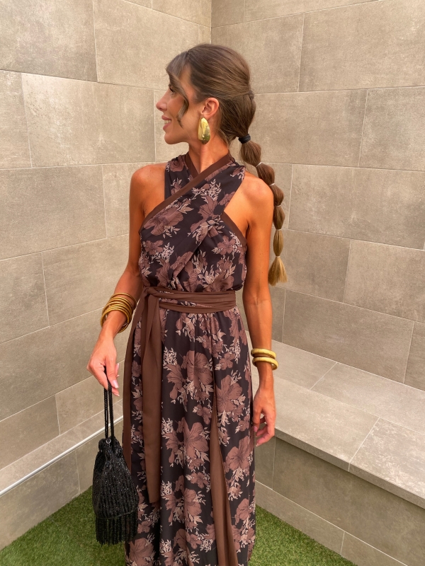 Vestido Huga Castanho/Preto