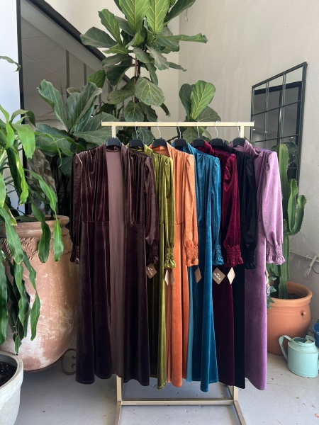 Long Blue Velvet Kaftan