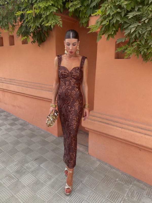 Vestido castanho Amalfitana