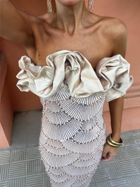 Vestido Glamour Bege