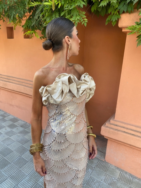 Vestido Glamour Bege 2