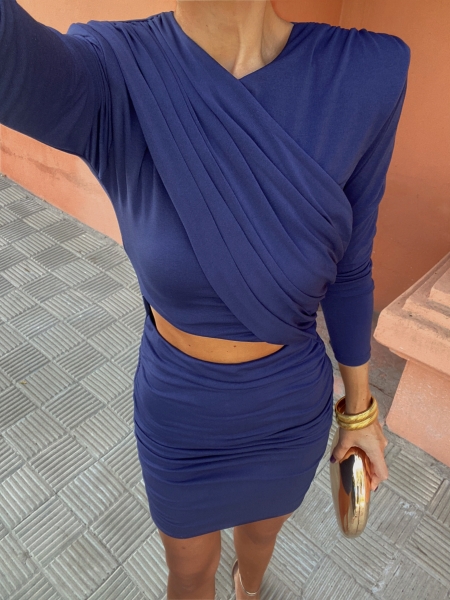 Vestido Daniela azul-marinho