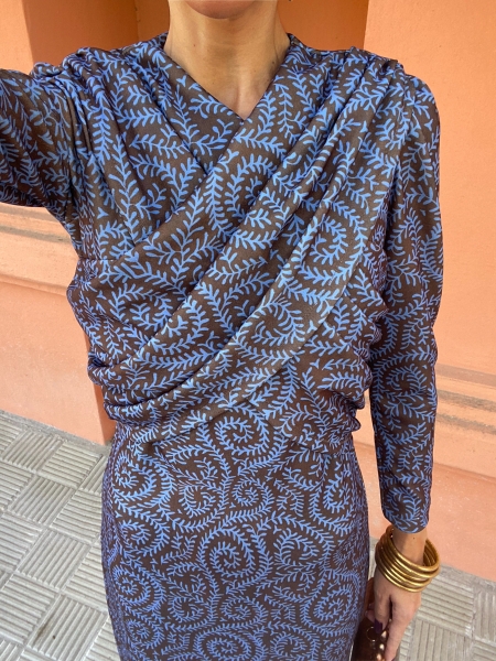 Robe Leonor marron/turquoise