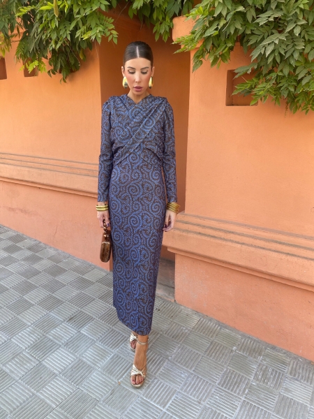 Robe Leonor marron/turquoise 2