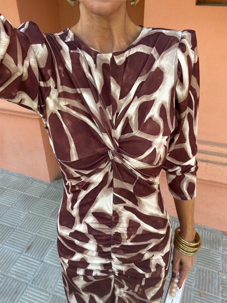 Vestido castanho de manga comprida Ebano