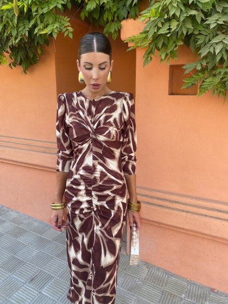 Vestido castanho de manga comprida Ebano 2