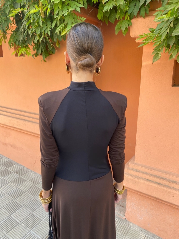 Vestido Sandino Preto/Castanho