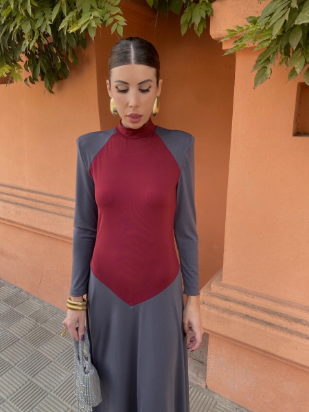 Vestido Sandino Granate/Gris 2