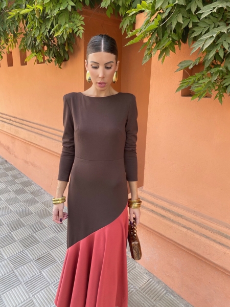 Vestido Longoria Marrón/Naranja 2