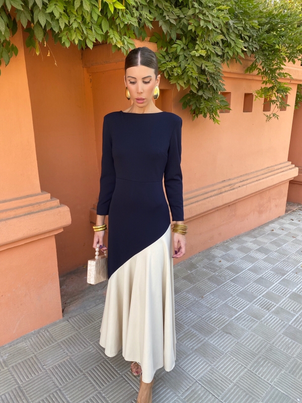 Robe Longoria bleu marine et crème
