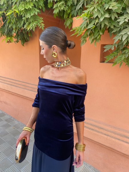 Vestido Borgoña Azul Marino