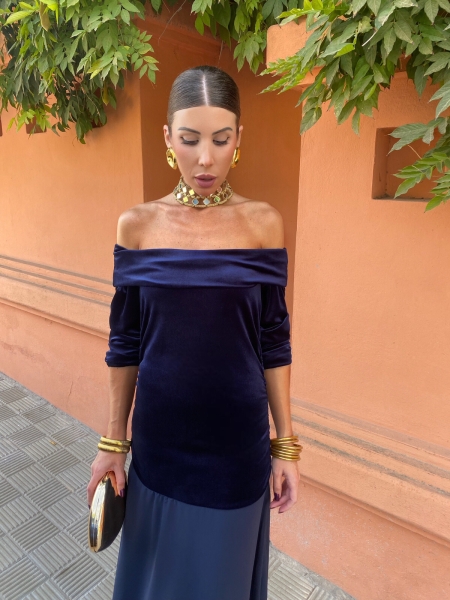 Vestido Borgoña Azul Marino 2