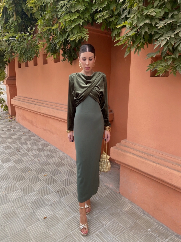 Vestido verde seco Casademunt