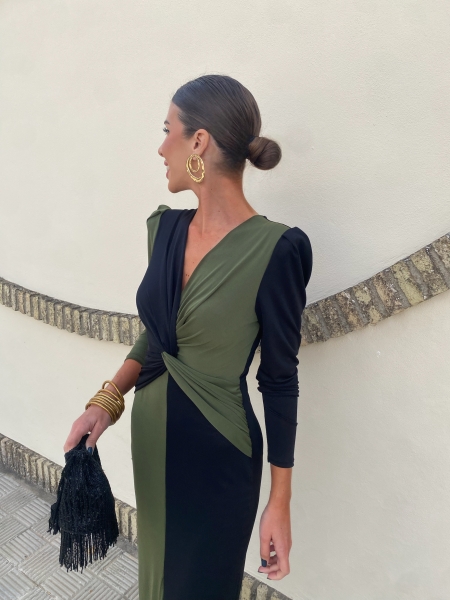 Vestido Bitono Verde/ Negro