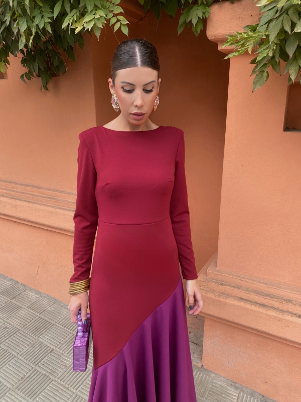 Vestido Longoria Granate/Fucsia Vestido Longoria Granate/Fucsia