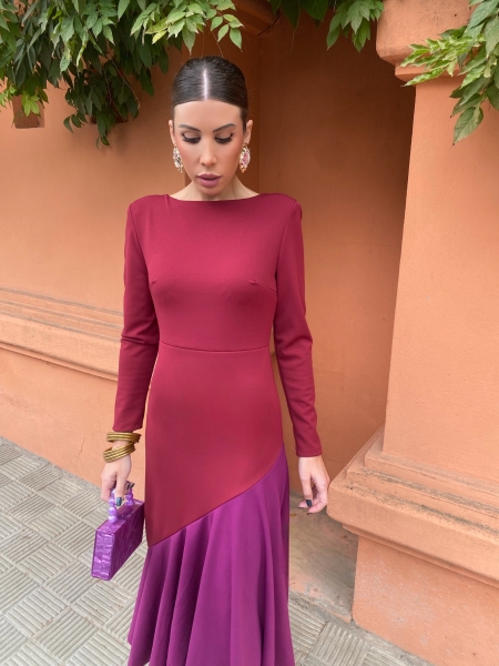 Vestido Longoria Granate/Fucsia