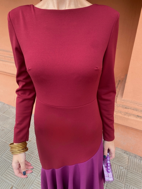 Vestido Longoria Granate/Fucsia Vestido Longoria Granate/Fucsia