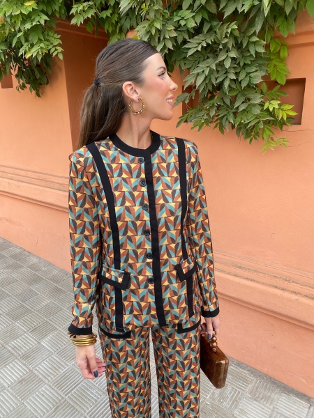 Conjunto Nicole Turquesa/Mostarda