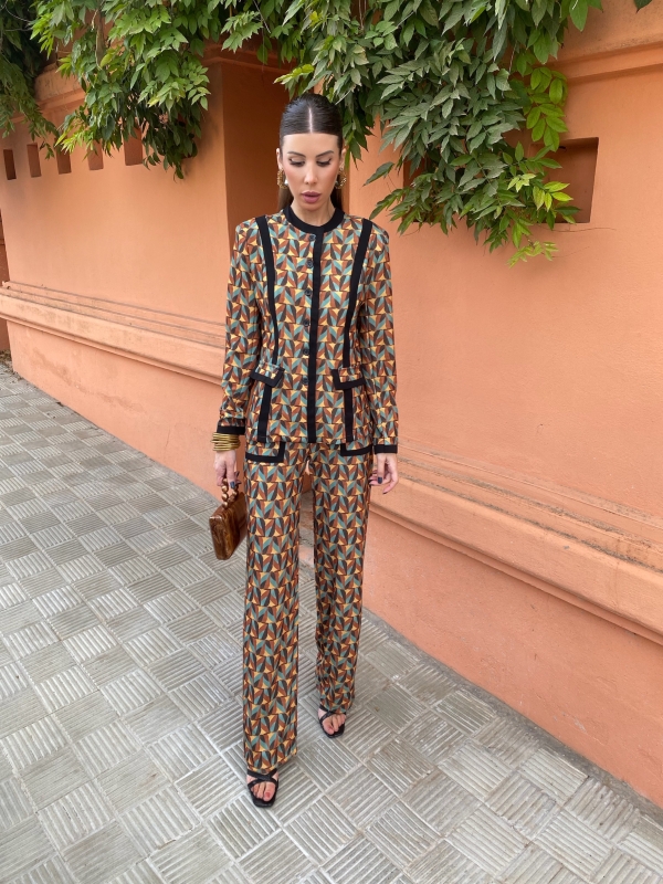 Conjunto Nicole Turquesa/Mostarda