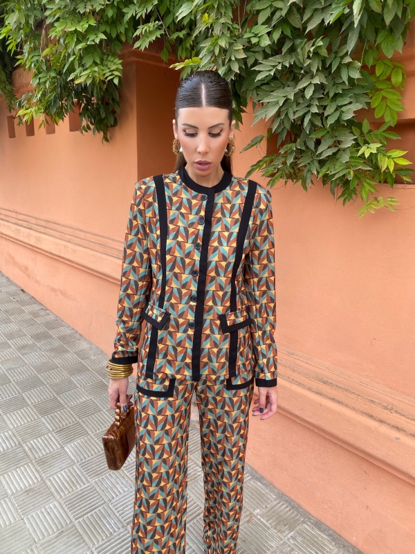 Conjunto Nicole Turquesa/Mostarda