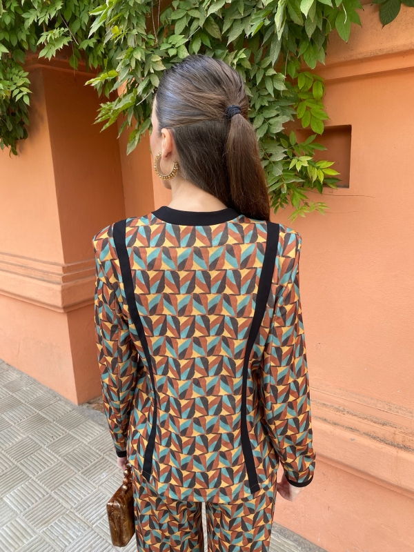 Conjunto Nicole Turquesa/Mostarda