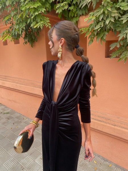 Vestido preto de veludo Coliza