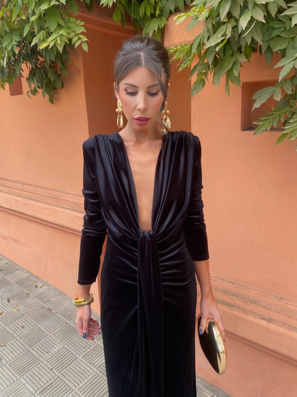 Vestido preto de veludo Coliza