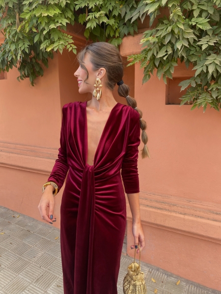 Vestido Coliza Velvet Garnet