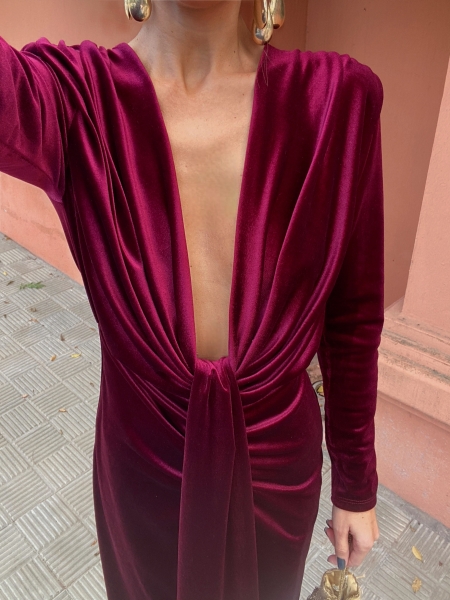 Coliza Velvet Garnet Dress 2