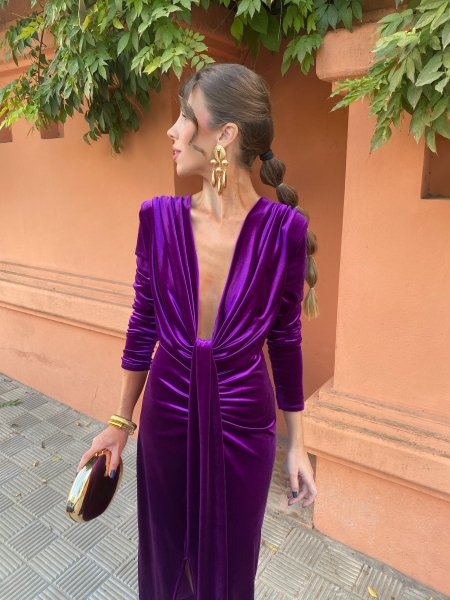 Coliza Velvet Bougainvillea Dress