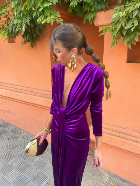 Coliza Velvet Bougainvillea Dress 2