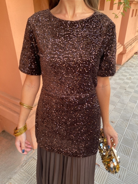 Vestido Isolda Manga Corta Marrón 2