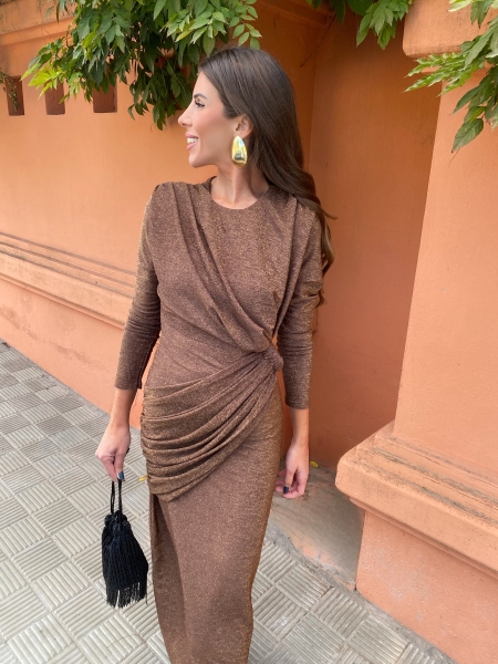 Vestido Alfalfa Brillo Bronce
