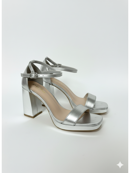 Sandalo con tacco a piattaforma argento 2