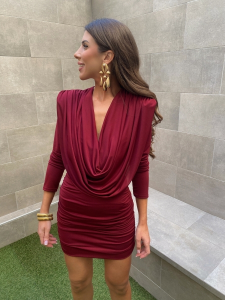 Vestido Velarde Corto Granate